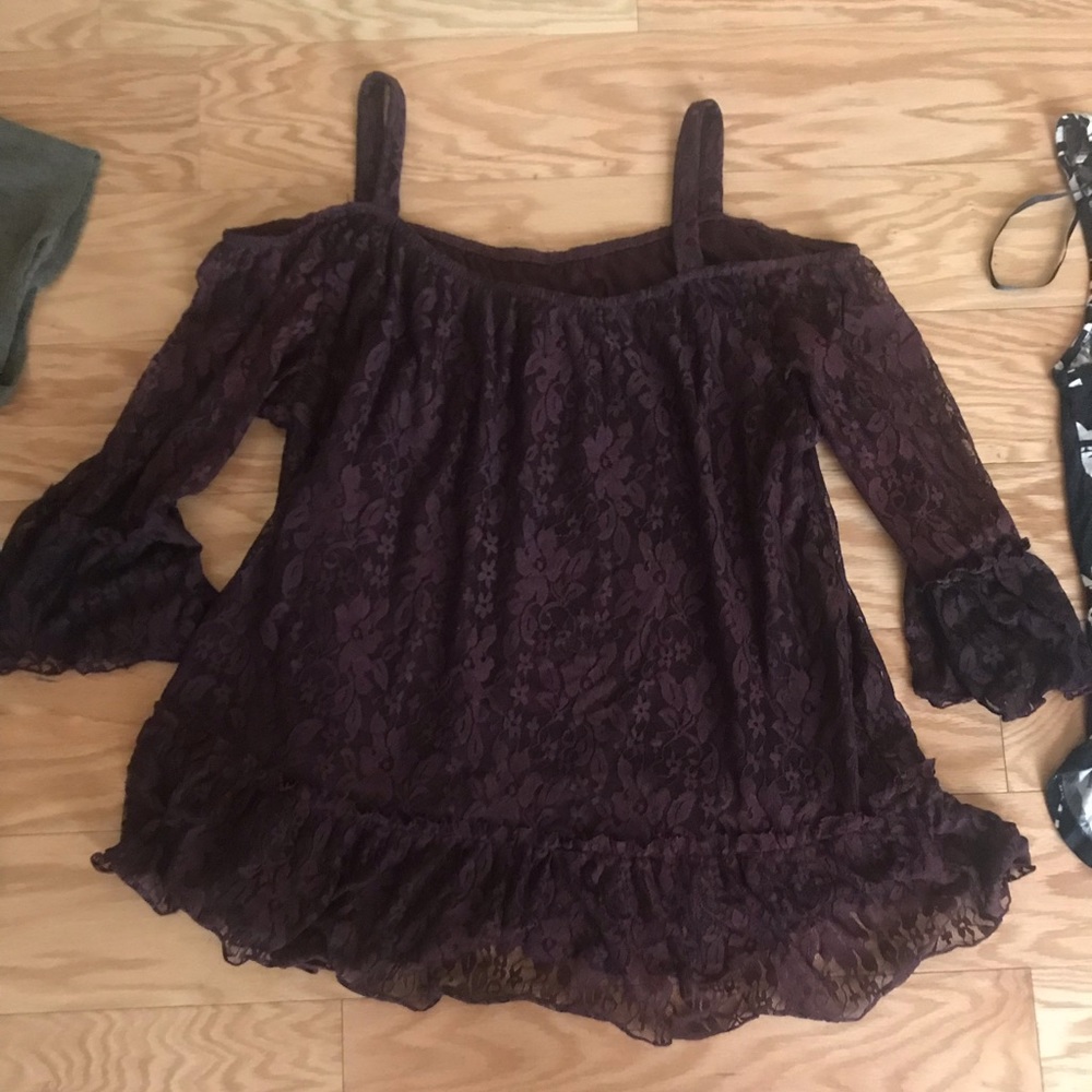 Cranberry off the shoulder tank